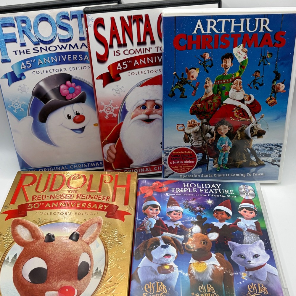 Multi Christmas DVD Bundle Rudolph Frosty Santa Arthur Elf Pets Kids‎ Movies Lot